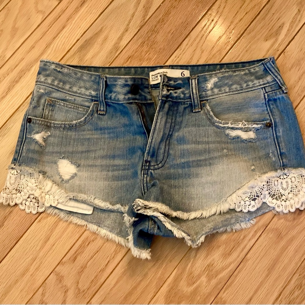 Denim Lace Trim Women Shorts